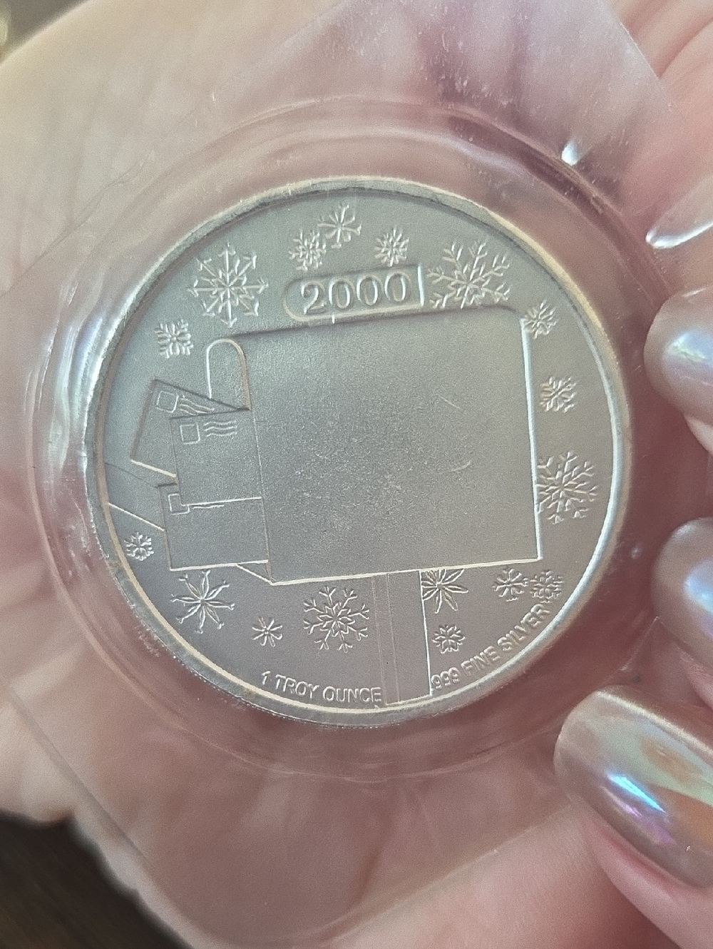 1 Ounce .999 Fine Silver Round Coin - Happy Holidays Mailbox Design Collectible